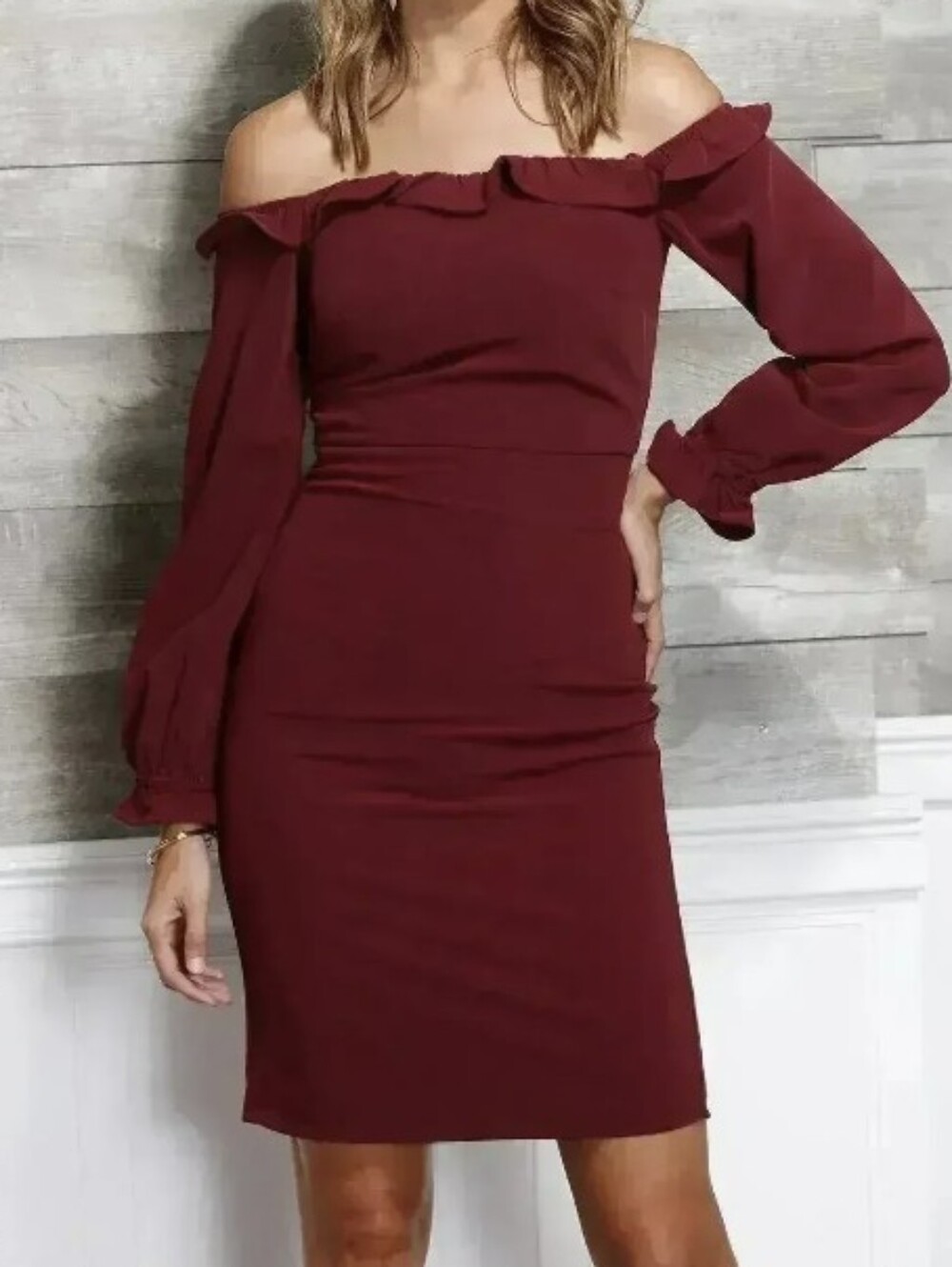 NWT Off Shoulder Bodycon Burgundy Dress